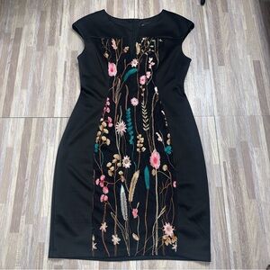 Floral Embroidered Black Dress NWT Women's Size 12